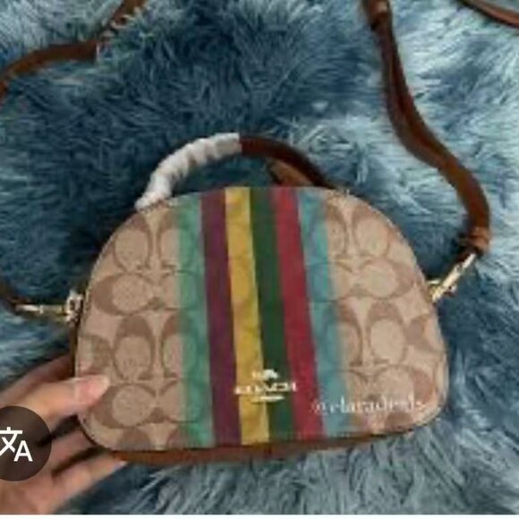 COACH Serena Satchel Crossbody Bag In Signature Canvas With Stripe C5642 - Picture 11 of 12